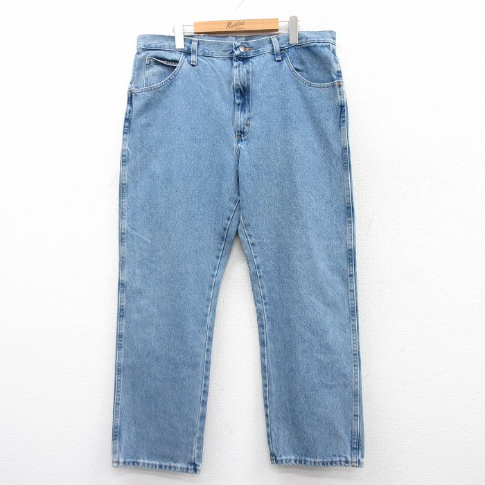 W37★古着 ラスラー ジーンズ メンズ コットン 紺 ネイビー デニム 25aug20 中古 ボトムス ジーパン Gパン ロング パンツ