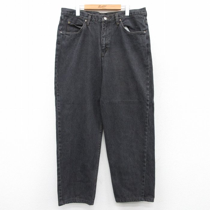 W37★古着 ジーンズ メンズ コットン 黒 ブラック デニム 25aug20 中古 ボトムス ジーパン Gパン ロング パンツ