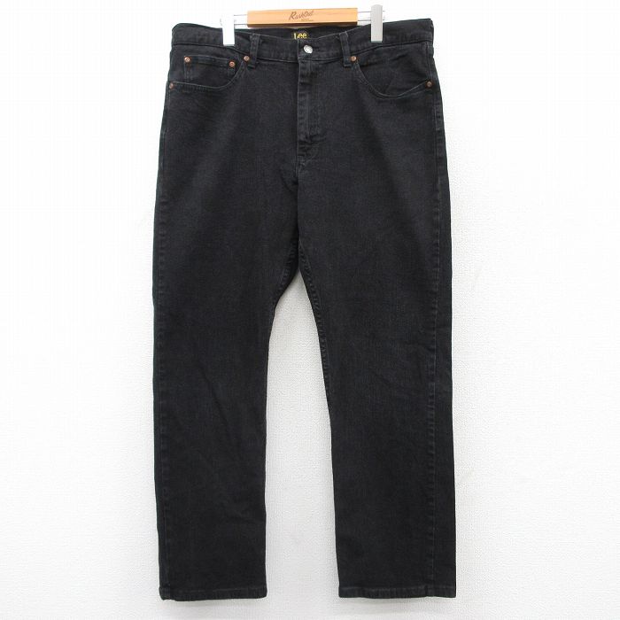 W37★古着 リー Lee ジーンズ メンズ 黒 ブラック デニム 25aug21 中古 ボトムス ジーパン Gパン ロング パンツ