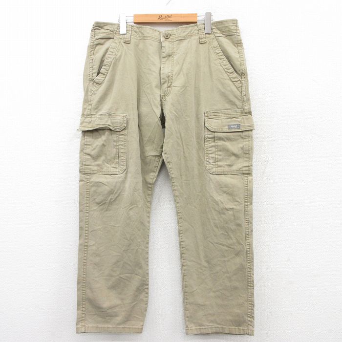W37★古着 ラングラー Wrangler カーゴ パンツ メンズ ベージュ カーキ 25aug21 中古 ボトムス ロング