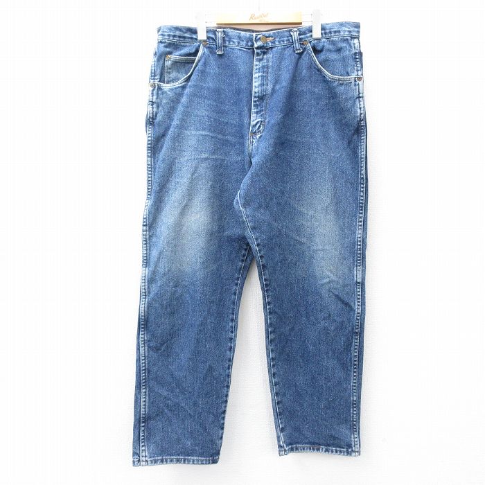 【20%OFF】W37★古着 ラングラー Wrangler ジーンズ メンズ 00年代 00s ヒゲ 紺 ネイビー デニム 25aug21 中古 ボトムス ジーパン Gパン ロング パンツ