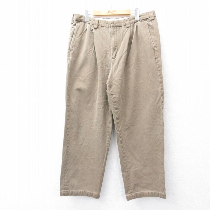 W34★古着 エルエルビーン LLBEAN パンツ メンズ 00年代 00s コットン 茶 ブラウン 25aug21 中古 ボトムス ロング