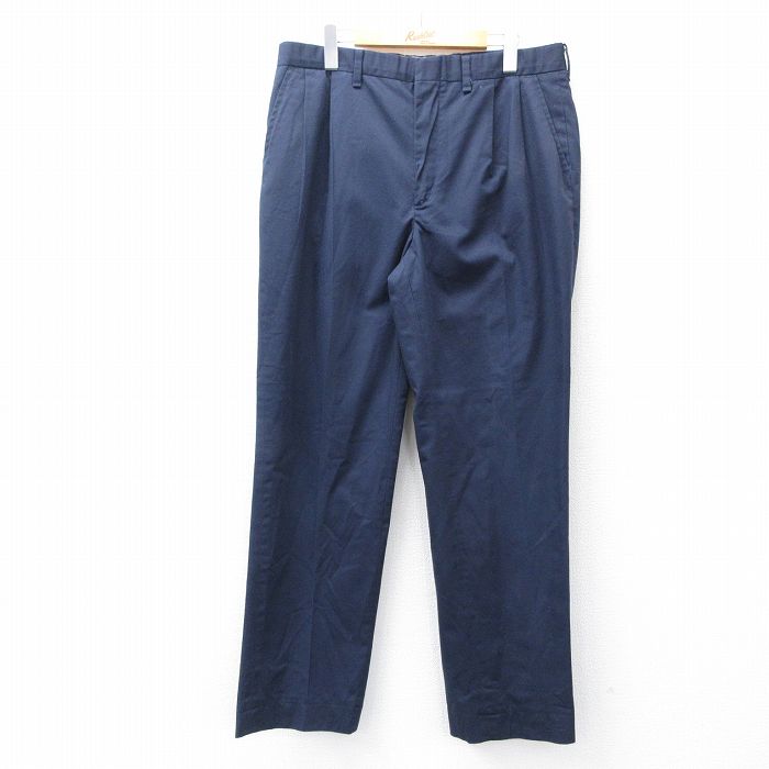 W34★古着 ワーク パンツ メンズ 90年代 90s USA製 紺 ネイビー 25aug21 中古 ボトムス ロング
