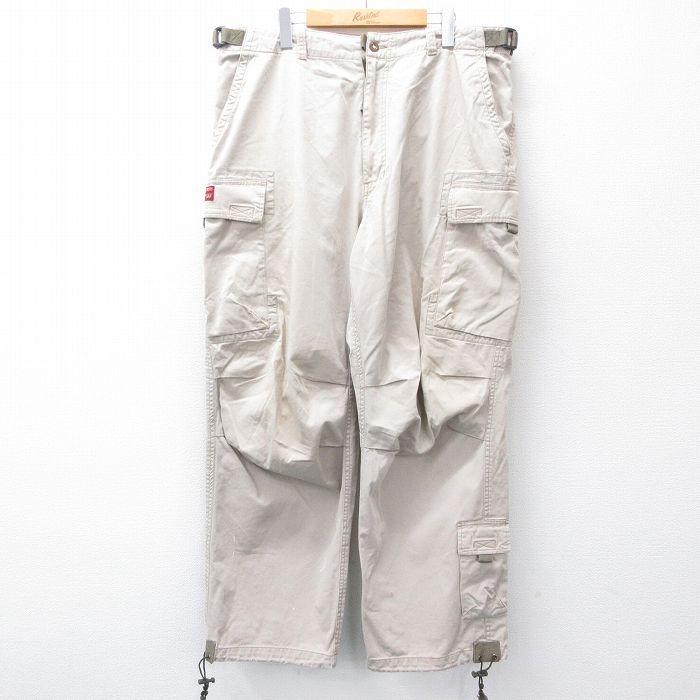 W38★古着 アバクロンビー Abercrombie&fitch カーゴ パンツ メンズ 90年代 90s コットン ベージュ カーキ 25aug21 中古 ボトムス ロング
