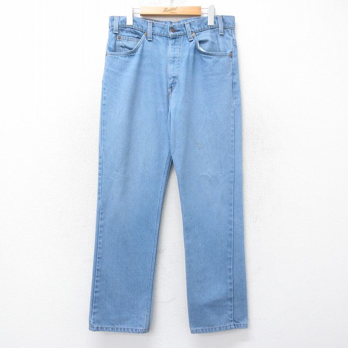W34★古着 リーバイス Levis ジーンズ メンズ 90年代 90s 薄紺 ネイビー デニム 【spe】 25aug27 中古 ボトムス ジーパン Gパン ロング パンツ