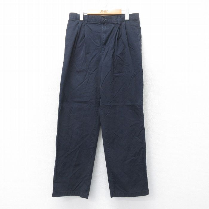 W33★古着 チャップス パンツ メンズ コットン 紺 ネイビー 25aug27 中古 ボトムス ロング