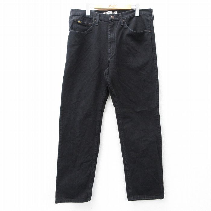 W36★古着 リー Lee ジーンズ メンズ コットン 黒 ブラック デニム 25aug28 中古 ボトムス ジーパン Gパン ロング パンツ