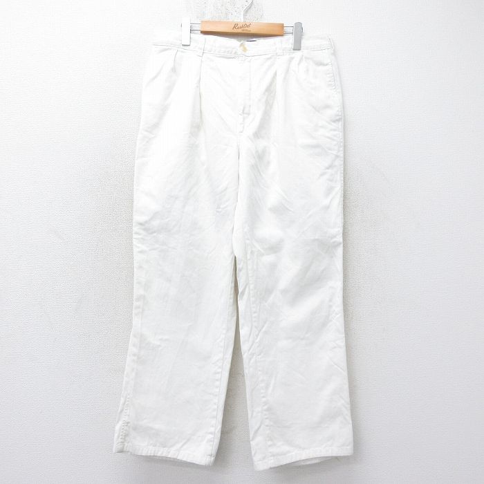 W36★古着 ラルフローレン Ralph Lauren ブランド パンツ メンズ 90年代 90s コットン USA製 白 ホワイト 【spe】 25sep01 中古 ボトムス ロング