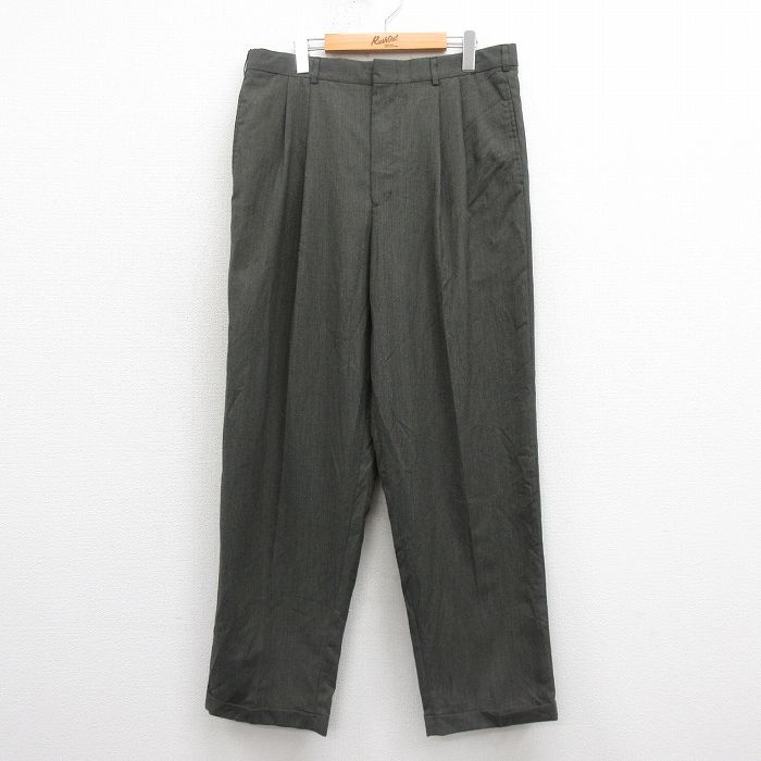 W36★古着 ペリーエリス スラックス パンツ メンズ 90年代 90s グレー 25sep05 中古 ボトムス ロング