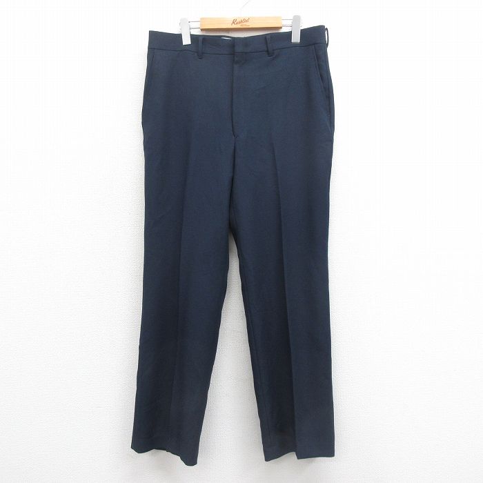 W35★古着 シアーズ スラックス パンツ メンズ 80年代 80s タロン 紺 ネイビー 25sep05 中古 ボトムス ロング