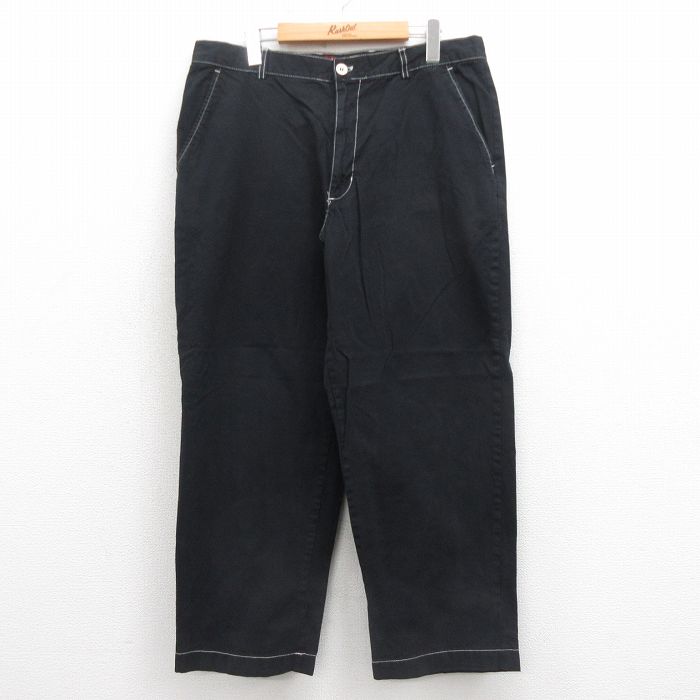 W36★古着 チャップス チノ パンツ チノパン メンズ コットン 黒 ブラック 25sep05 中古 ボトムス ロング