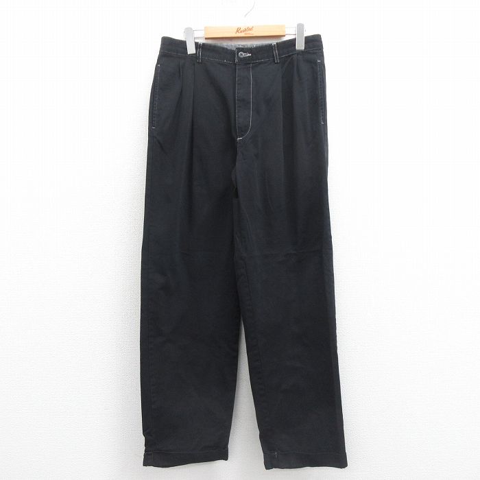 W32★古着 ラルフローレン Ralph Lauren ブランド チノ パンツ チノパン メンズ 黒 ブラック 25sep05 中古 ボトムス ロング