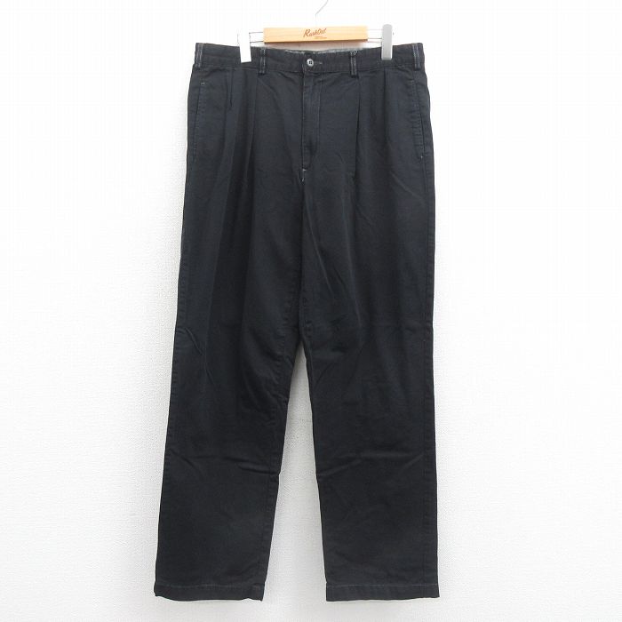 W36★古着 ラルフローレン Ralph Lauren ブランド チノ パンツ チノパン メンズ コットン 黒 ブラック 25sep05 中古 ボトムス ロング