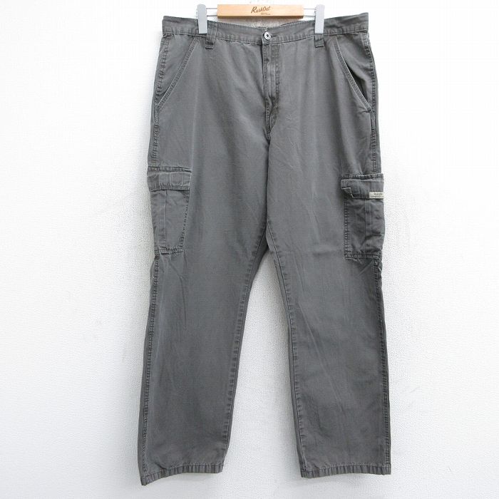 W38★古着 ラングラー Wrangler カーゴ パンツ メンズ リップストップ コットン 濃グレー 25sep06 中古 ボトムス ロング