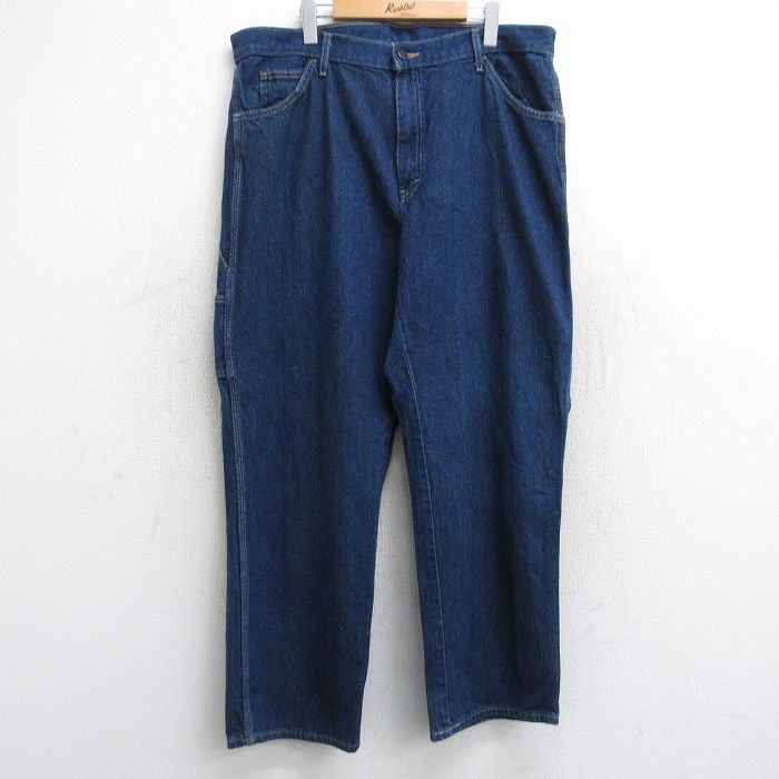 W39★古着 ディッキーズ Dickies ペインター パンツ メンズ 大きいサイズ コットン 濃紺 ネイビー デニム 【spe】 25sep06 中古 ボトムス ロング