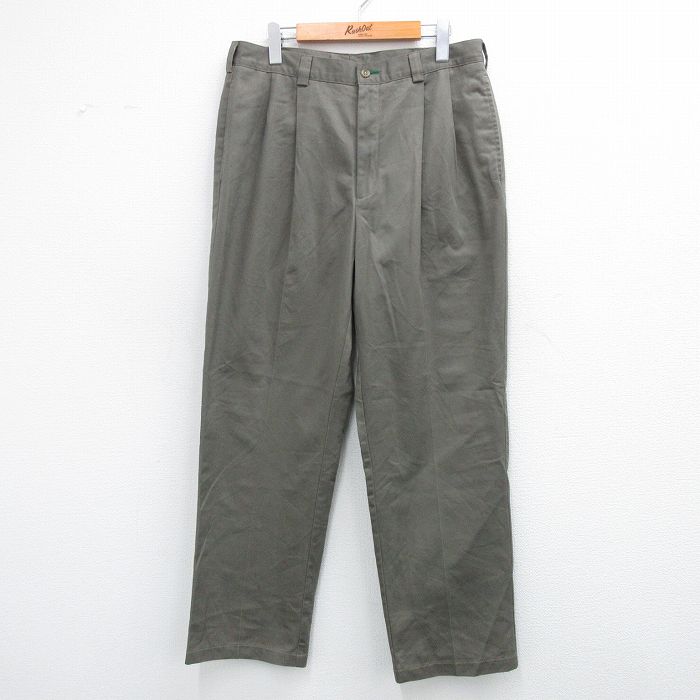 【20%OFF】W34★古着 トミーヒルフィガー TOMMY HILFIGER ブランド パンツ メンズ コットン 茶系 ブラウン 25sep08 中古 ボトムス ロング