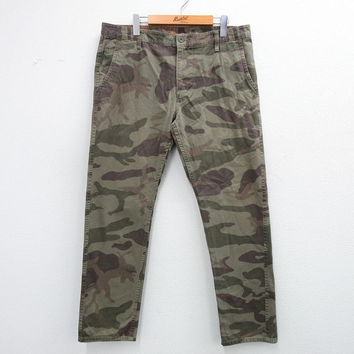 W36★古着 ドッカーズ パンツ メンズ コットン 緑 グリーン 迷彩 25sep08 中古 ボトムス ロング