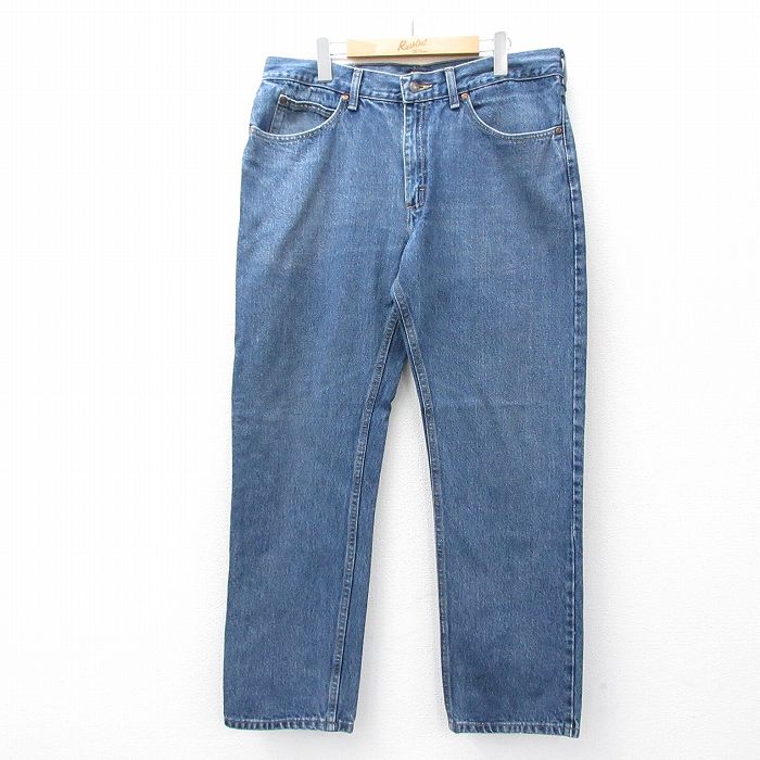 W36★古着 リー Lee ジーンズ メンズ ヒゲ コットン 紺 ネイビー デニム 25sep09 中古 ボトムス ジーパン Gパン ロング パンツ