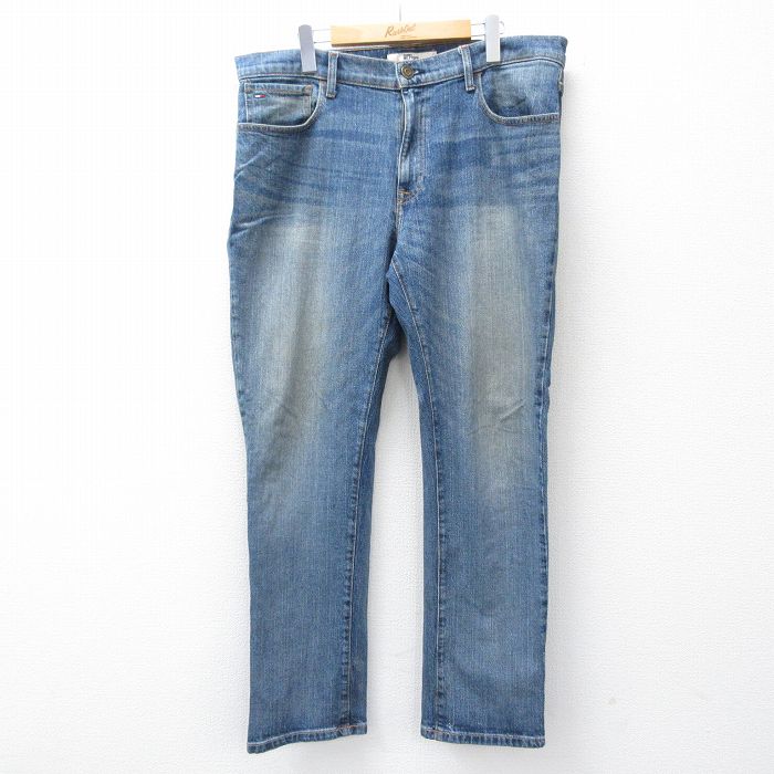 【20%OFF】W37★古着 トミーヒルフィガー TOMMY HILFIGER ブランド ジーンズ メンズ ヒゲ 紺 ネイビー デニム 【spe】 25sep09 中古 ボトムス ジーパン Gパン ロング パンツ