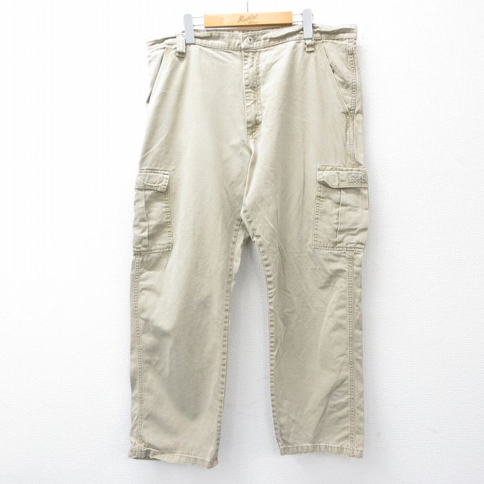 W38★古着 ラングラー Wrangler カーゴ パンツ メンズ コットン ベージュ カーキ 25sep09 中古 ボトムス ロング