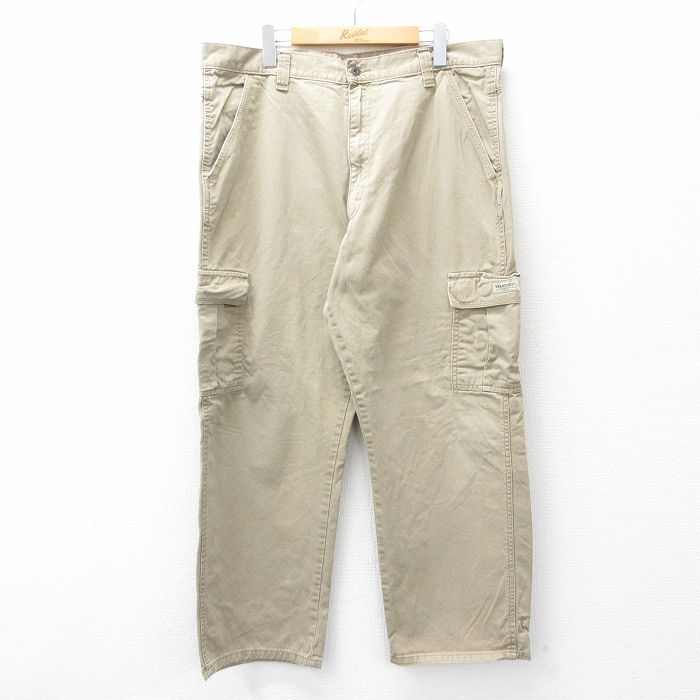 【20%OFF】W38★古着 ラングラー Wrangler カーゴ パンツ メンズ コットン ベージュ カーキ 25sep09 中古 ボトムス ロング