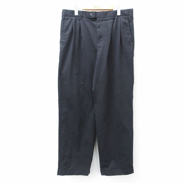 W36★古着 ペリーエリス パンツ メンズ 黒 ブラック 25sep09 中古 ボトムス ロング