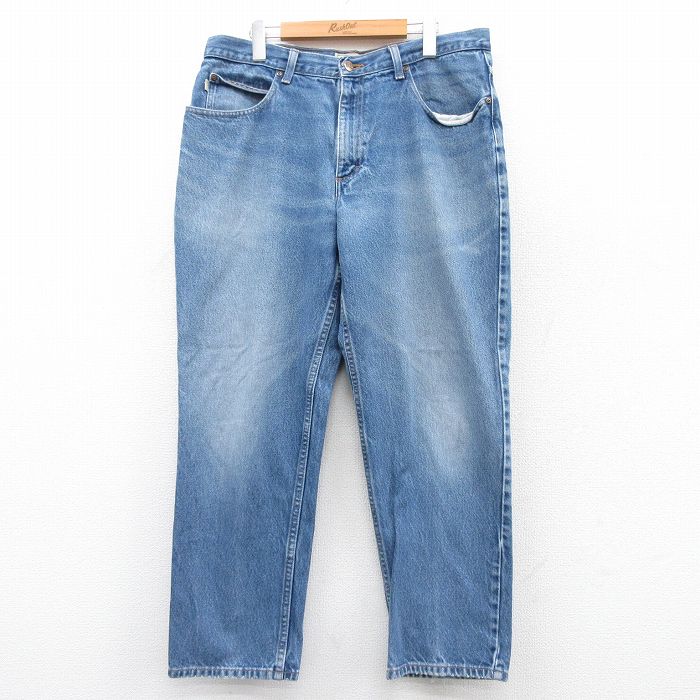 W36★古着 エルエルビーン LLBEAN ジーンズ メンズ 00年代 00s ヒゲ コットン 紺 ネイビー デニム 25sep09 中古 ボトムス ジーパン Gパン ロング パンツ