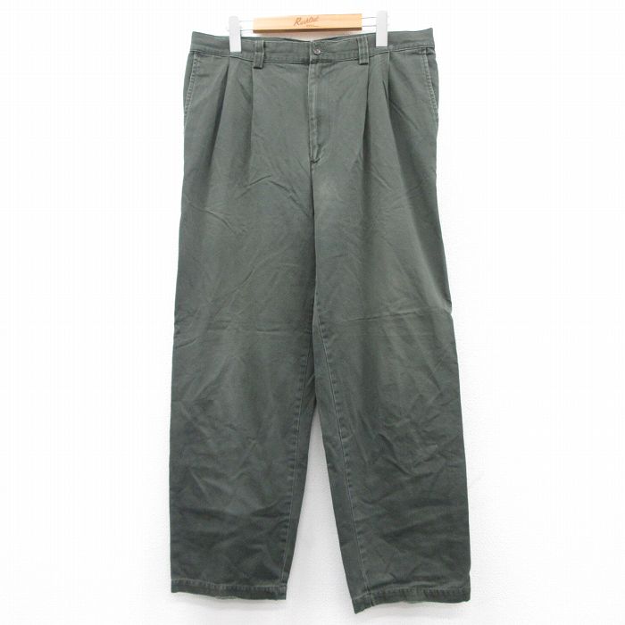 【20%OFF】W35★古着 ギャップ GAP パンツ メンズ 00年代 00s コットン 緑系 グリーン 25sep09 中古 ボトムス ロング