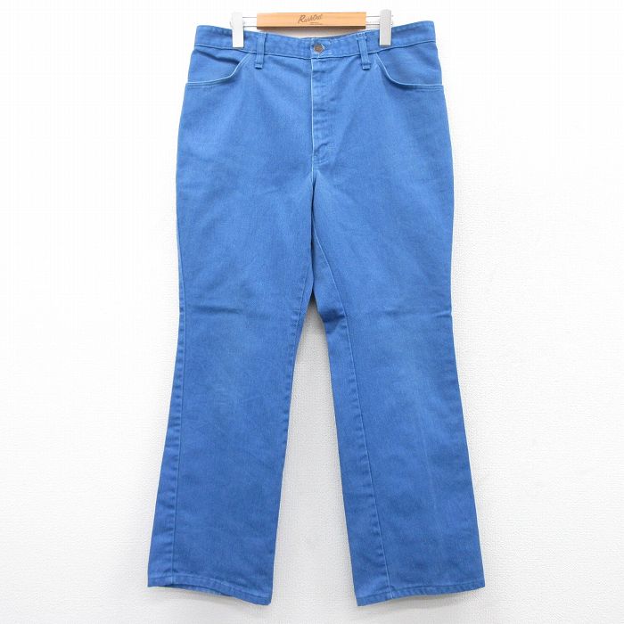 W34★古着 ディッキーズ Dickies パンツ メンズ 80年代 80s USA製 タロン 薄紺 ネイビー 【spe】 25sep10 中古 ボトムス ロング
