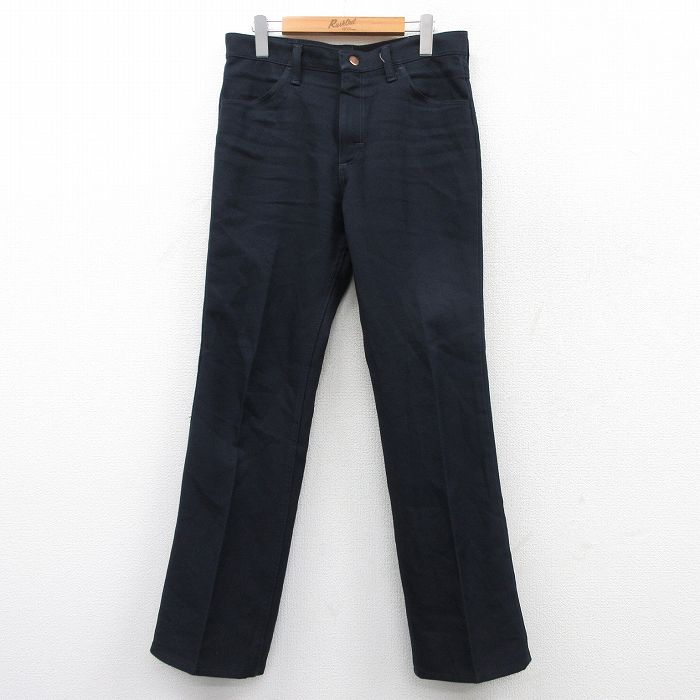W31★古着 ラングラー Wrangler ランチャー パンツ メンズ 黒 ブラック 25sep10 中古 ボトムス ロング