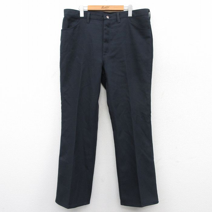 W37★古着 ラングラー Wrangler ランチャー パンツ メンズ 80年代 80s USA製 黒 ブラック 【spe】 25sep10 中古 ボトムス ロング