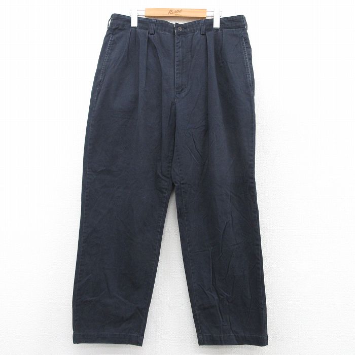 W34★古着 ラルフローレン Ralph Lauren ブランド チノ パンツ チノパン メンズ 90年代 90s コットン 濃紺 ネイビー 25sep10 中古 ボトムス ロング