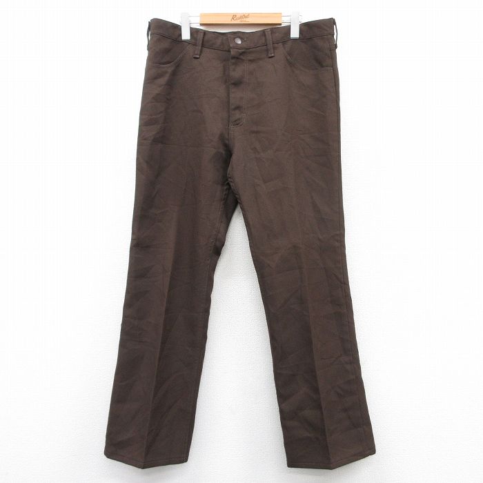 W37★古着 ラングラー Wrangler ランチャー パンツ メンズ 90年代 90s USA製 こげ茶 ブラウン 【spe】 25sep10 中古 ボトムス ロング
