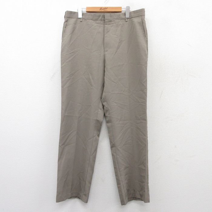 W36★古着 スラックス パンツ メンズ ベージュ カーキ 25sep10 中古 ボトムス ロング