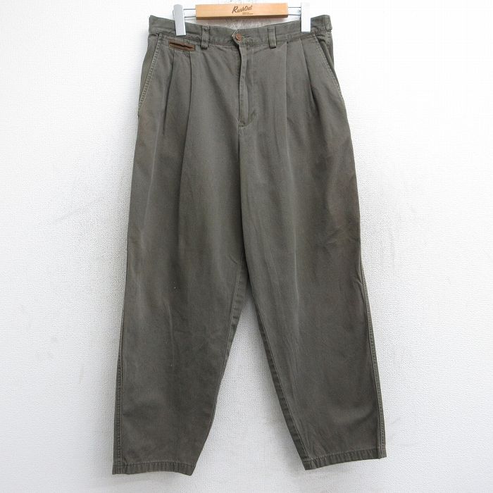 W31★古着 パンツ メンズ テーパード コットン 茶系 ブラウン 25sep11 中古 ボトムス ロング