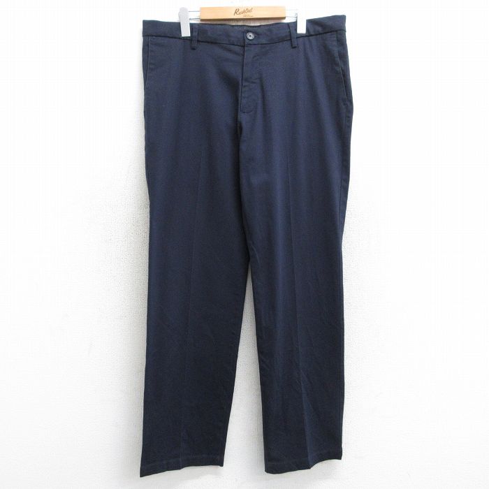 W36★古着 ドッカーズ パンツ メンズ ワンポイントロゴ 紺 ネイビー 25sep12 中古 ボトムス ロング