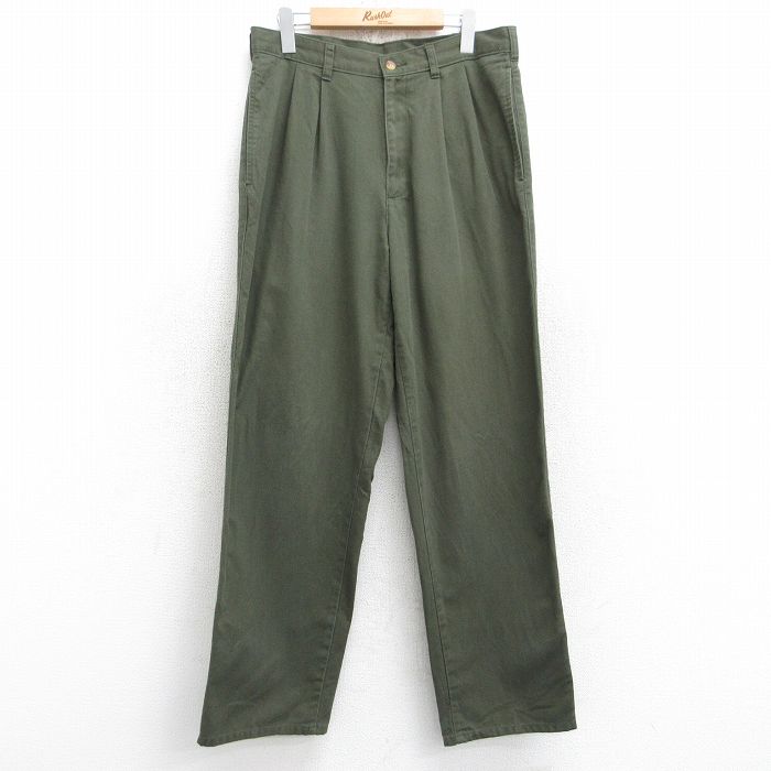 W32★古着 ピューリタン パンツ メンズ 00年代 00s 濃緑 グリーン 25sep12 中古 ボトムス ロング