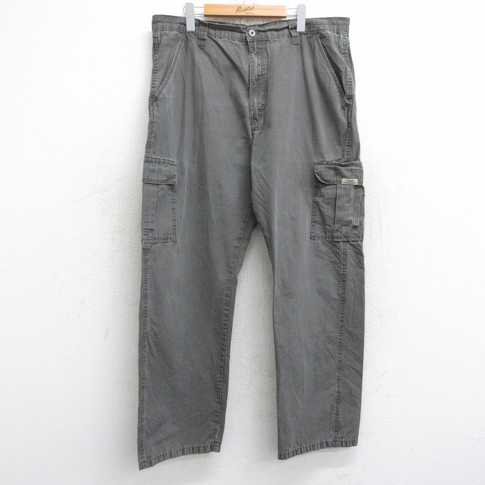 W38★古着 ラングラー Wrangler カーゴ パンツ メンズ リップストップ コットン 濃グレー 25sep12 中古 ボトムス ロング