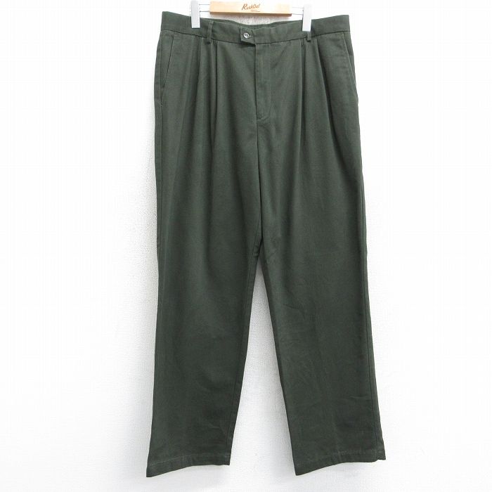 W37★古着 ドッカーズ チノ パンツ チノパン メンズ コットン 濃緑 グリーン 25sep12 中古 ボトムス ロング