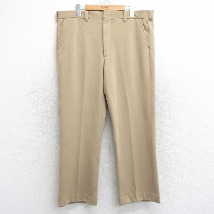 【20%OFF】W38★古着 スラックス パンツ メンズ 80年代 80s タロン ベージュ カーキ 25sep12 中古 ボトムス ロング