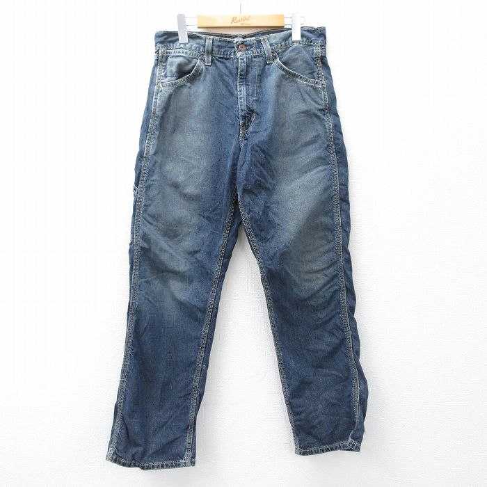 W32★古着 オールドネイビー OLD NAVY ペインター パンツ メンズ コットン 紺 ネイビー デニム 25sep13 中古 ボトムス ロング