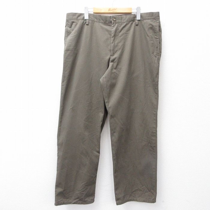 W39★古着 ドッカーズ パンツ メンズ ワンポイントロゴ 茶系 ブラウン 25sep13 中古 ボトムス ロング