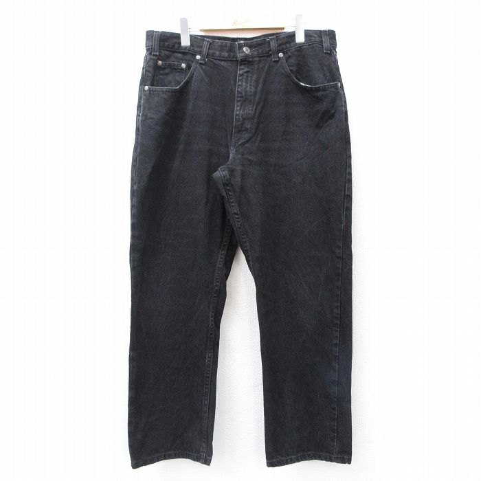 W36★古着 セントジョンズベイ ジーンズ メンズ ヒゲ コットン 黒 ブラック デニム 25sep13 中古 ボトムス ジーパン Gパン ロング パンツ