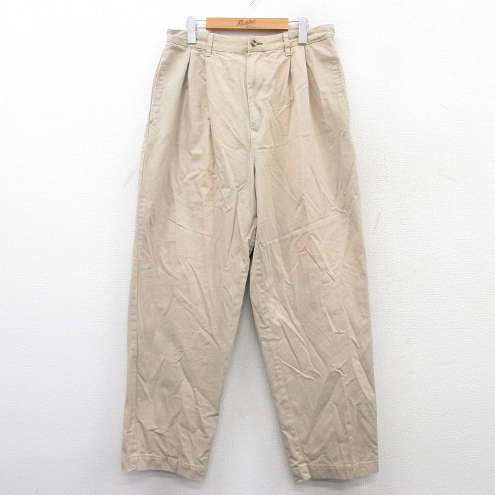 W34★古着 トミーヒルフィガー TOMMY HILFIGER ブランド パンツ メンズ コットン ベージュ カーキ 25sep13 中古 ボトムス ロング