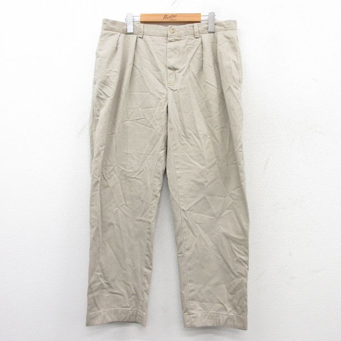 【20%OFF】W35★古着 ラルフローレン Ralph Lauren ブランド パンツ メンズ 90年代 90s ETHAN コットン ベージュ カーキ 25sep13 中古 ボトムス ロング