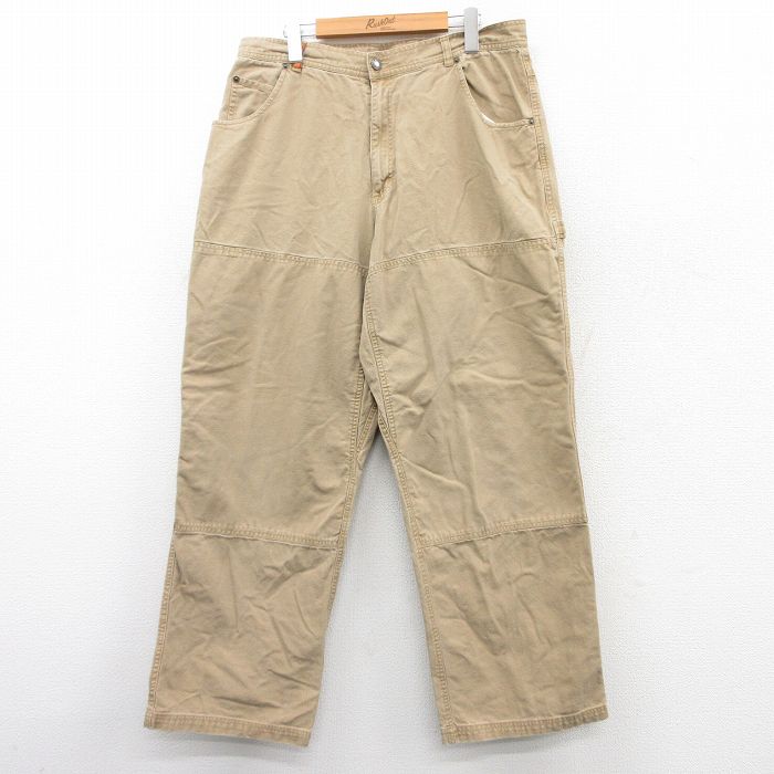 W36★古着 ペインター パンツ メンズ ダブルニー ダック地 コットン ベージュ系 カーキ 25sep13 中古 ボトムス ロング