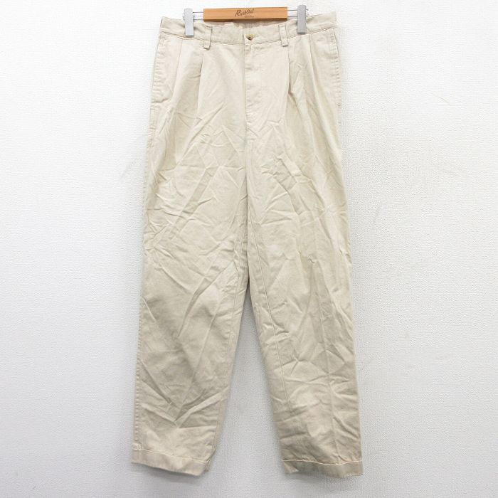 W34★古着 ノーティカ NAUTICA ブランド パンツ メンズ 90年代 90s コットン ベージュ系 カーキ 25sep13 中古 ボトムス ロング