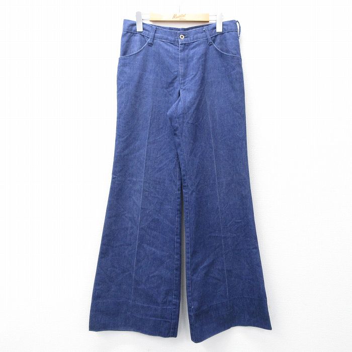 【20%OFF】W31★古着 ジーンズ メンズ 80年代 80s フレア ブーツカット タロン 紺 ネイビー デニム 【spe】 25sep16 中古 ボトムス ジーパン Gパン ロング パンツ