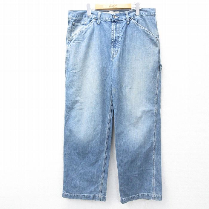 W38★古着 ギャップ GAP ペインター パンツ メンズ コットン 紺 ネイビー デニム 25sep16 中古 ボトムス ロング