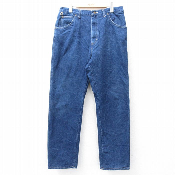 W36★古着 ラングラー Wrangler ジーンズ メンズ 90年代 90s コットン USA製 濃紺 ネイビー デニム 内側キルティング 25sep17 中古 ボトムス ジーパン Gパン ロング パンツ